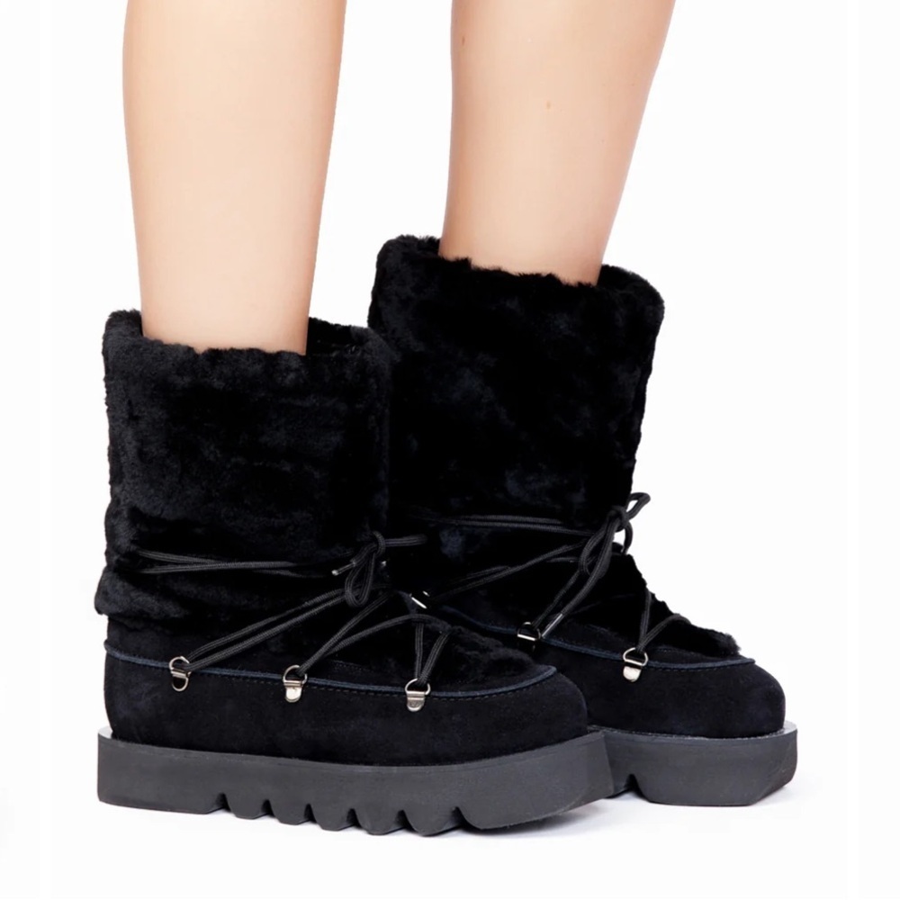 New Women's Equitare boots Suede/Mouton Black